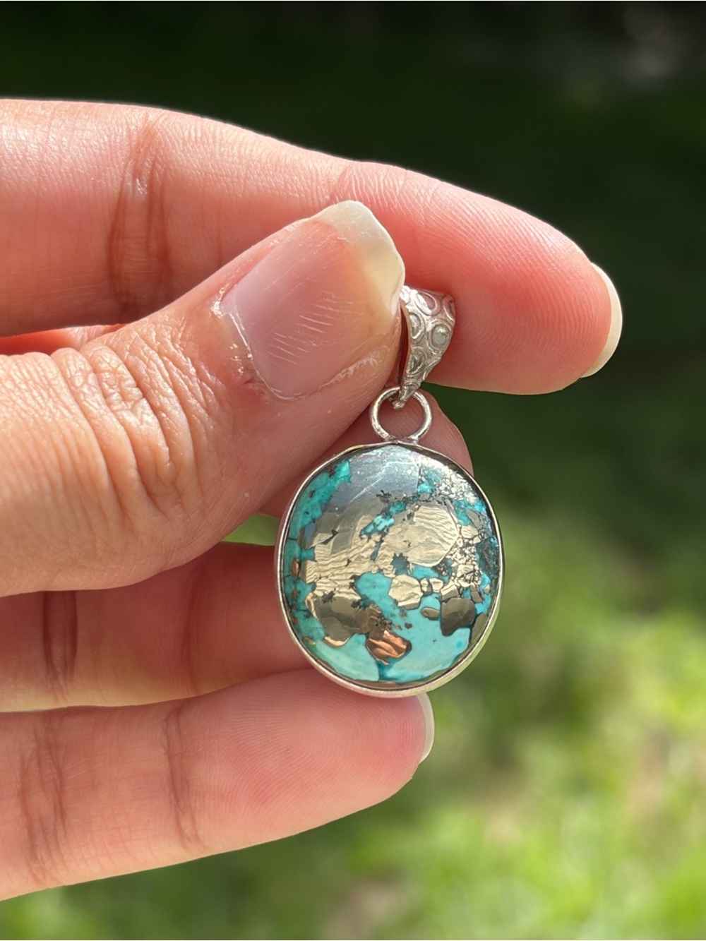 Sterling Silver 925 Kingman Turquoise Pendant